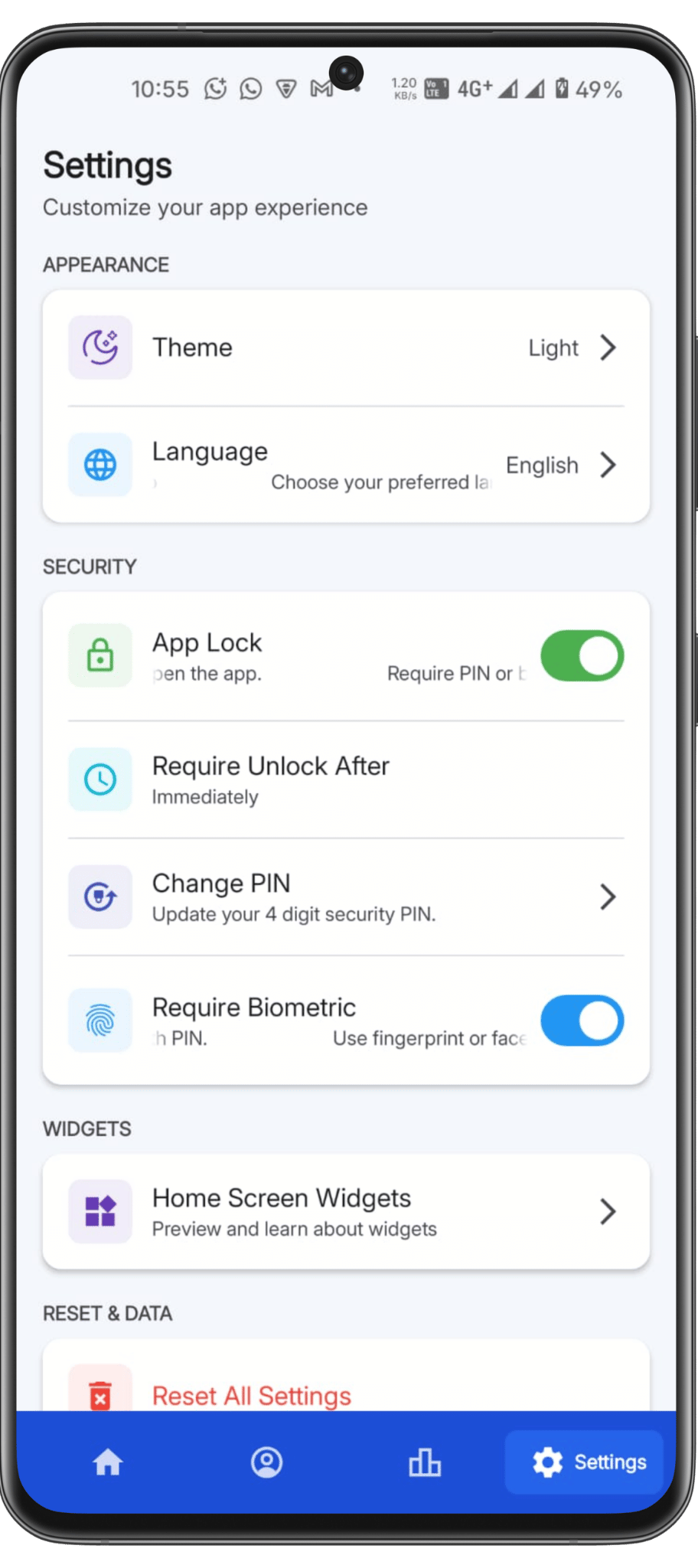 Settings Screen
